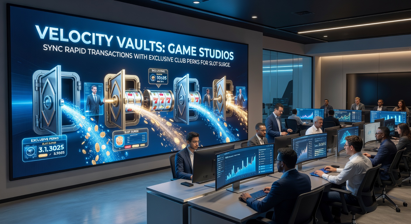 Players club interface displaying exclusive velocity vaults with rapid transaction perks, slot reels, and surging jackpot meters